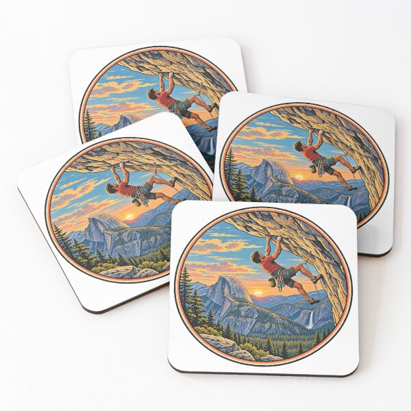 Item preview, Yosemite Rock Climber Retro | Male Climbing Art | Half Dome Mountain Landscape | Adventure Nature Illustration designed and sold by alwaysadeal.