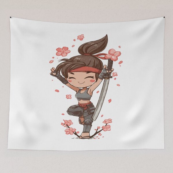 Item preview, chibi samurai warrior character designed and sold by cutemakerotart.