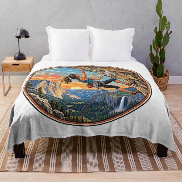 Item preview, Yosemite Rock Climber Retro | Female Climbing Art | Half Dome Mountain Landscape | Adventure Nature Illustration designed and sold by alwaysadeal.