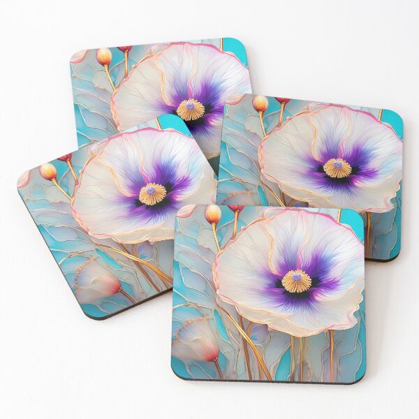 Item preview, BLUE POPPY V005 Purple Amethyst Sapphire Stained Glass Art Print Party Decoration~Baby/Bridal/Wedding/Birthday Gift Favor designed and sold by Spinning Plates 360.