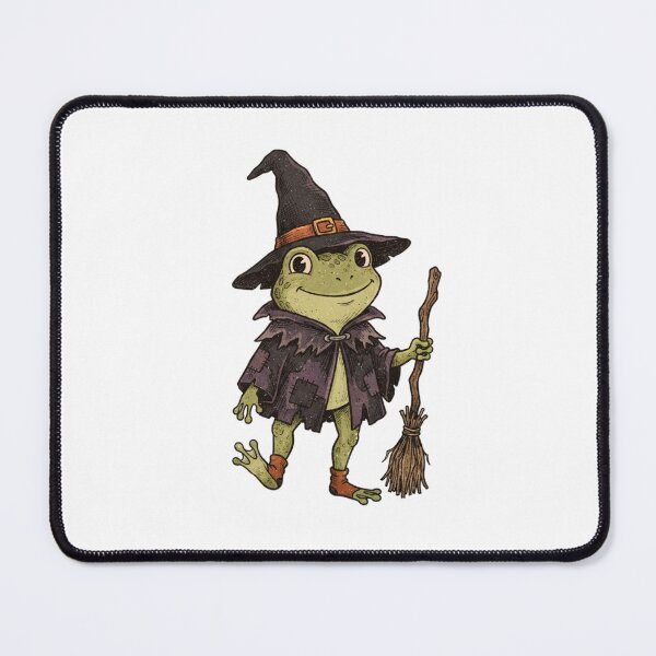 Item preview, Cute Witch Frog – Magical Woodland Halloween - Frog Witch Riding a Broom designed and sold by SOUFIANE1991.