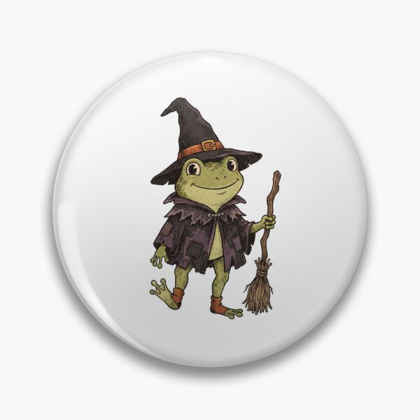 Item preview, Cute Witch Frog – Magical Woodland Halloween - Frog Witch Riding a Broom designed and sold by SOUFIANE1991.