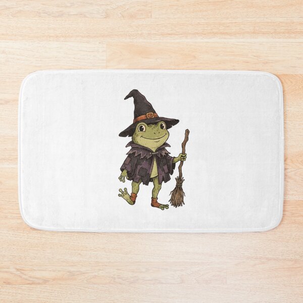 Item preview, Cute Witch Frog – Magical Woodland Halloween - Frog Witch Riding a Broom designed and sold by SOUFIANE1991.