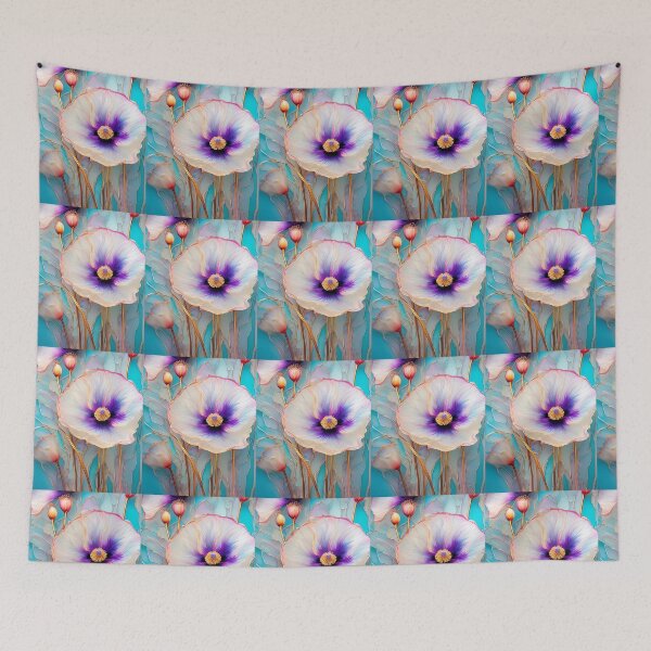 Item preview, BLUE POPPY V005 Purple Amethyst Sapphire Stained Glass Art Print Party Decoration~Baby/Bridal/Wedding/Birthday Gift Favor designed and sold by Spinning Plates 360.
