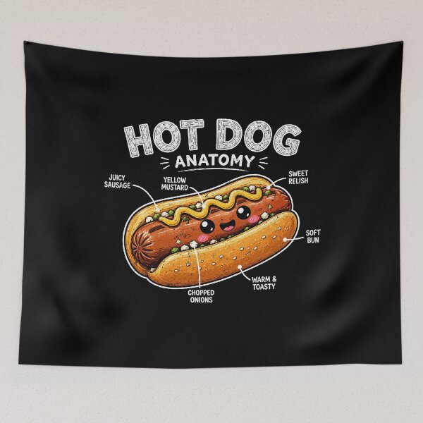 Item preview, Cute hot dog anatomy illustration for food lovers designed and sold by rafaeltto.