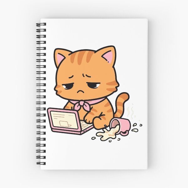 Item preview, Burnout Hours - Overwhelmed Grumpy Tabby at Laptop designed and sold by Ala'Salem| Cute Characters, Real Moods.