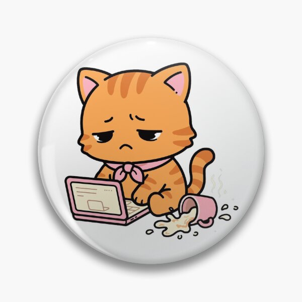 Item preview, Burnout Hours - Overwhelmed Grumpy Tabby at Laptop designed and sold by Ala'Salem| Cute Characters, Real Moods.