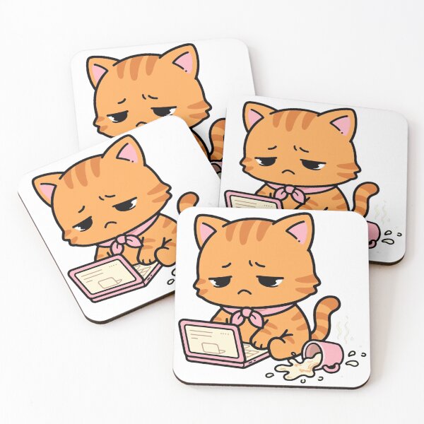 Item preview, Burnout Hours - Overwhelmed Grumpy Tabby at Laptop designed and sold by Ala'Salem| Cute Characters, Real Moods.