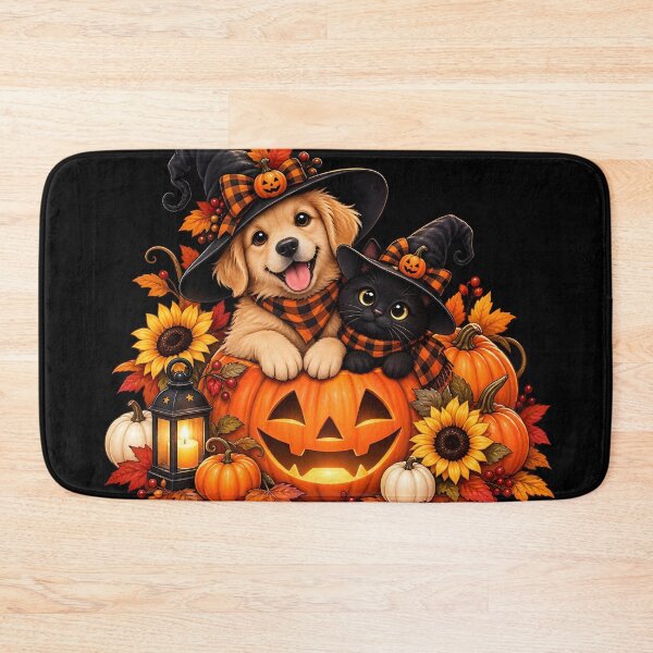 Item preview, Halloween Puppy and Kitten in a Pumpkin with Sunflowers designed and sold by DoveArtDesigns.