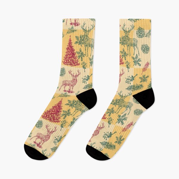 Item preview, Warm Vintage Christmas Deer and Pine Tree Pattern designed and sold by EWIKA By Ekawit.