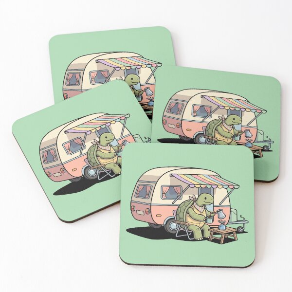 Item preview, Cute Turtle Camping Vintage Caravan Coffee Lover Retro Camper Pop Art designed and sold by Rare By Hero.