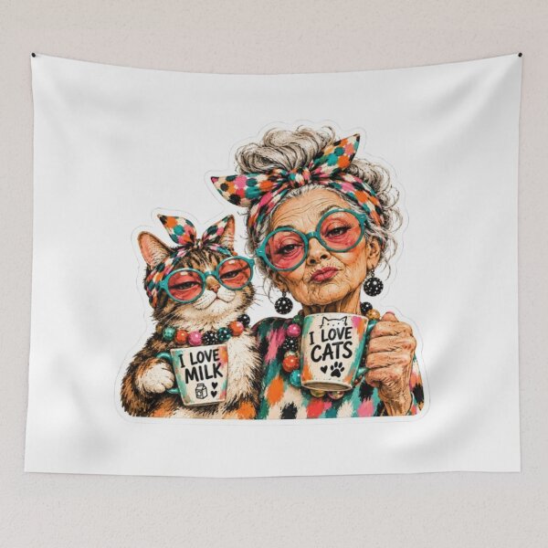 Item preview, Stylish Grandma and Cat Matching Style designed and sold by Snurly.