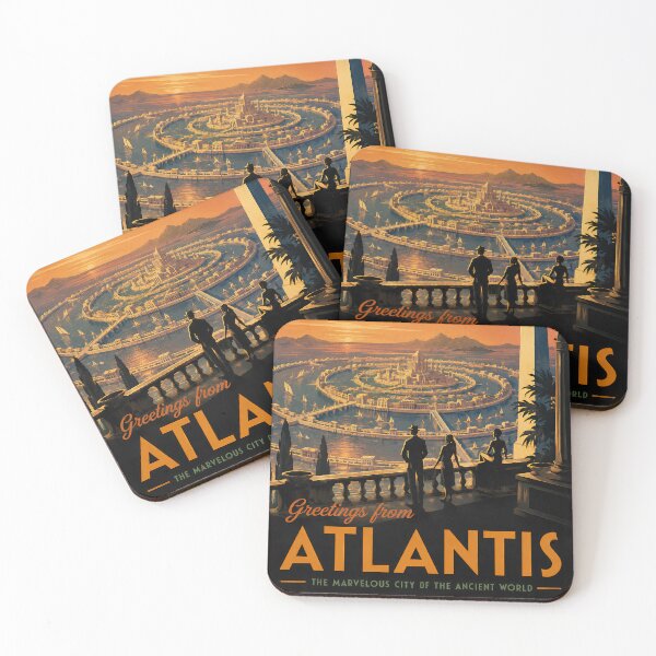 Item preview, Greetings from Atlantis Vintage Travel Poster | Lost City Retro Tourism Art designed and sold by Extravanganzza.
