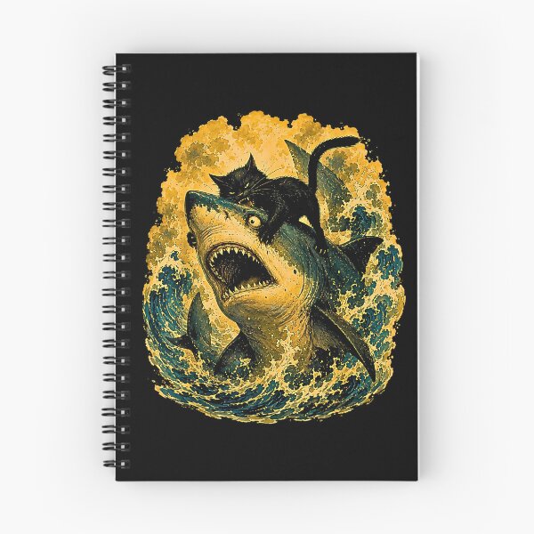 Item preview, Black Cat Riding a Great White Shark – Vintage Nautical Fantasy designed and sold by Rahamkshop.