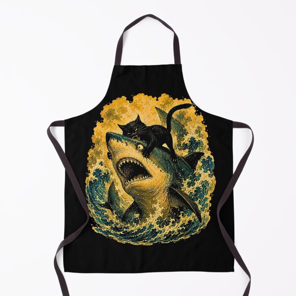 Item preview, Black Cat Riding a Great White Shark – Vintage Nautical Fantasy designed and sold by Rahamkshop.