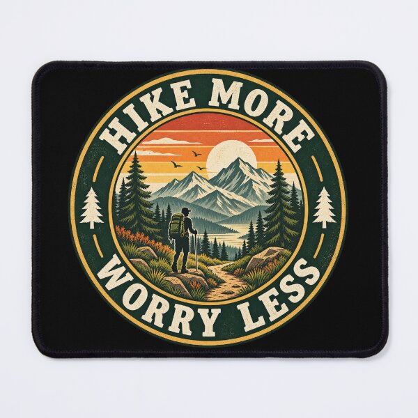 Item preview, Hike More Worry Less – Vintage Mountain Hiking Adventure designed and sold by creativebymateo.
