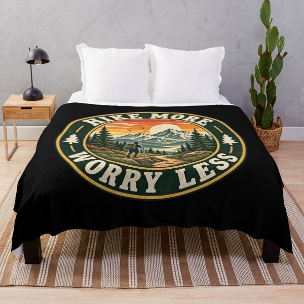 Item preview, Hike More Worry Less – Vintage Mountain Hiking Adventure designed and sold by creativebymateo.