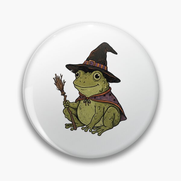 Item preview, Cute Witch Frog – Magical Woodland Halloween - Frog Witch Riding a Broom designed and sold by SOUFIANE1991.