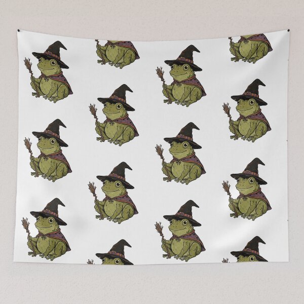 Item preview, Cute Witch Frog – Magical Woodland Halloween - Frog Witch Riding a Broom designed and sold by SOUFIANE1991.