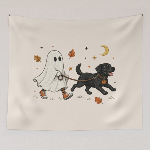 Item preview, Ghost Walking Black Lab, Funny Halloween Labrador Retriever, Spooky Season, Black Lab Lover Halloween Gift designed and sold by Quiajia.