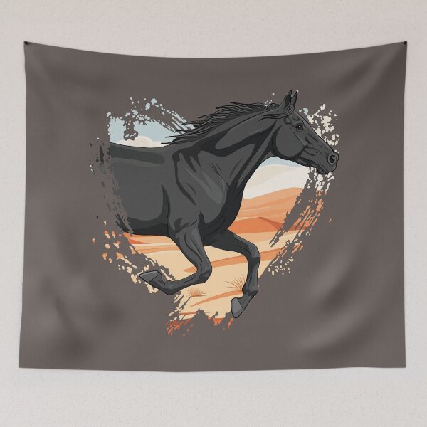 Item preview, A black Abaga horse in front of a heart, and a desert designed and sold by Cheval-de-coeur.