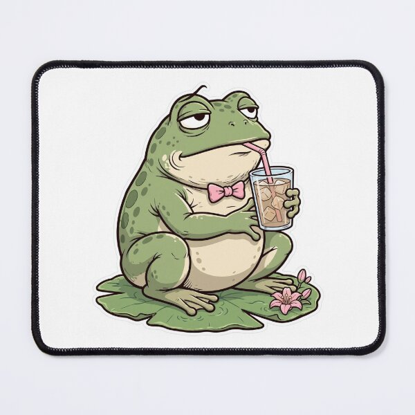 Item preview, Unbothered Hours - Judgmental Frog Sipping Iced Tea on Lily Pad designed and sold by Ala'Salem| Cute Characters, Real Moods.