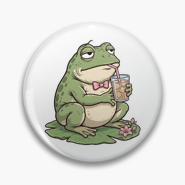 Item preview, Unbothered Hours - Judgmental Frog Sipping Iced Tea on Lily Pad designed and sold by Ala'Salem| Cute Characters, Real Moods.