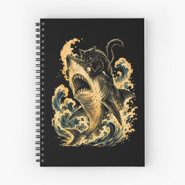 Item preview, Black Cat Riding a Great White Shark – Vintage Nautical Fantasy designed and sold by Rahamkshop.