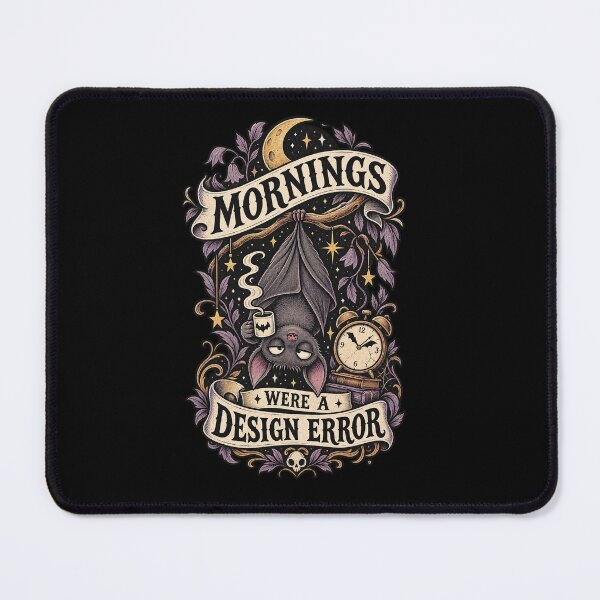 Item preview, Mornings Were a Design Error – Sleepy Bat Coffee Humor designed and sold by ArtDesignGiftsBg.