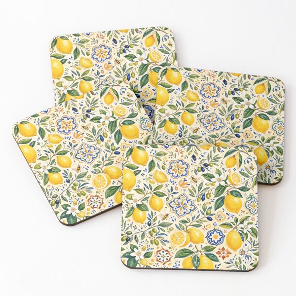 Item preview, Mediterranean Lemon Olive and Italian Tile Pattern designed and sold by ArtsAmaze.