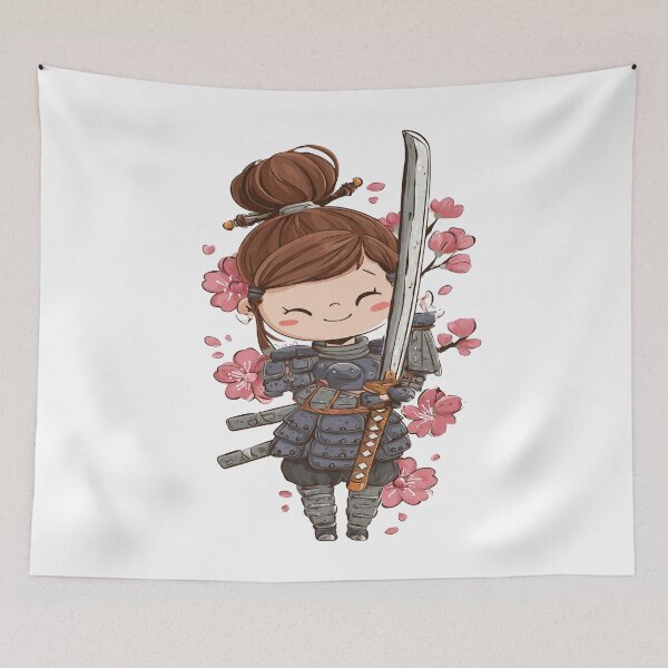 Item preview, chibi samurai warrior gril character designed and sold by cutemakerotart.