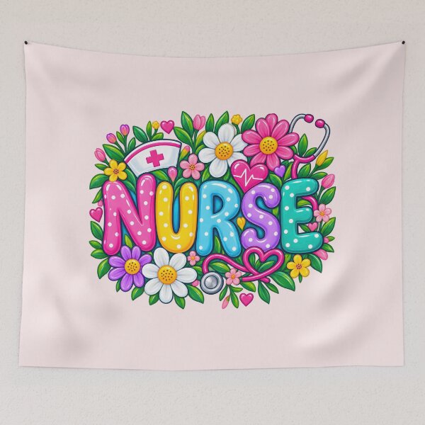 Item preview, Colorful Floral Nurse Typography Cute Nursing Flower Graphic designed and sold by CG Studio.