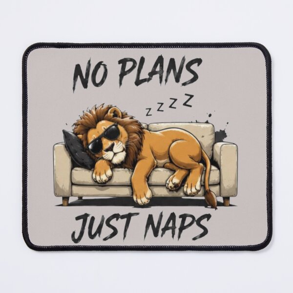 Item preview, No Plans Just Naps – Sleeping Lion Funny Lazy Animal Design designed and sold by RajDeals.