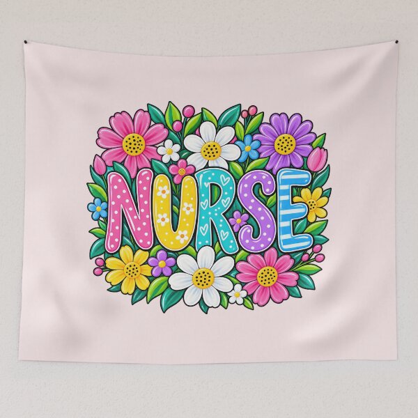 Item preview, Colorful Floral Nurse Typography Cute Nursing Flower Graphic designed and sold by CG Studio.