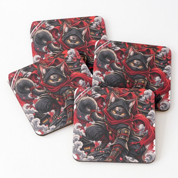 Item preview, Shadow Ninja Cat Under the Red Moon designed and sold by WelLarsDigitals.