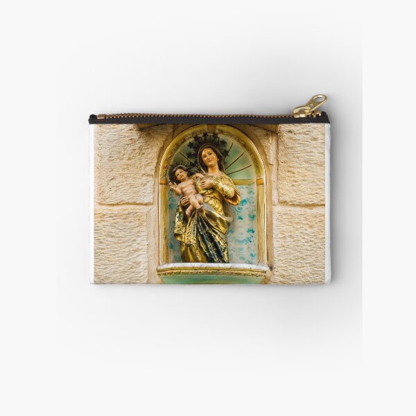 Item preview, Madonna And Child Statue In Outdoor Street Shrine Mounted On Stone Wall designed and sold by Nmallia.