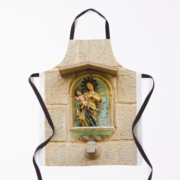 Item preview, Madonna And Child Statue In Outdoor Street Shrine Mounted On Stone Wall designed and sold by Nmallia.