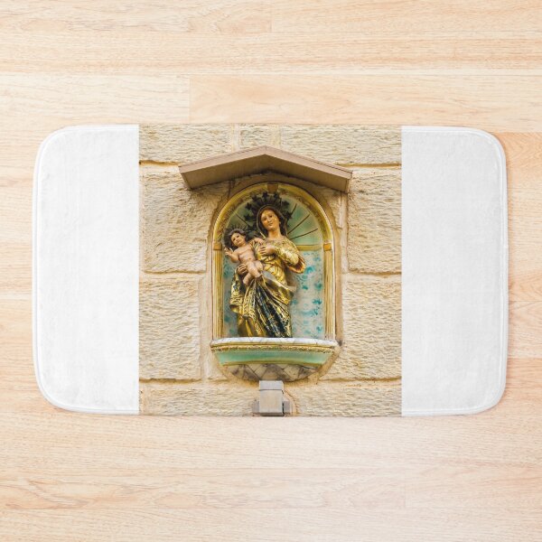 Item preview, Madonna And Child Statue In Outdoor Street Shrine Mounted On Stone Wall designed and sold by Nmallia.