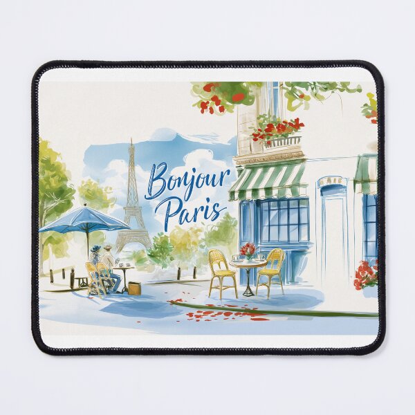 Item preview, Bonjour Paris Watercolor – Paris France Eiffel Tower French Cafe Travel Wall Art designed and sold by Ramona-Gliga.
