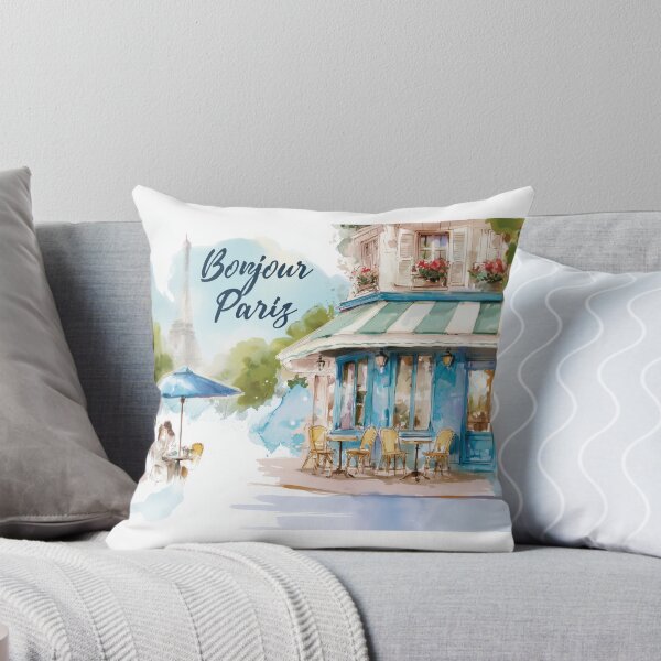 Item preview, Bonjour Paris Watercolor – Paris France Eiffel Tower French Cafe Travel Wall Art designed and sold by Ramona-Gliga.