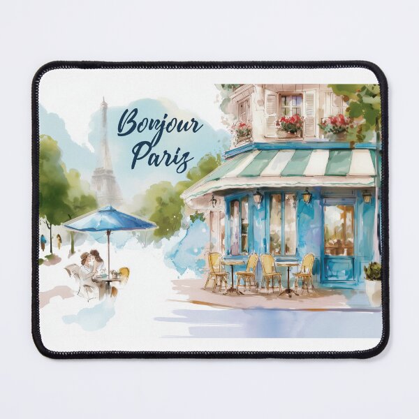 Item preview, Bonjour Paris Watercolor – Paris France Eiffel Tower French Cafe Travel Wall Art designed and sold by Ramona-Gliga.