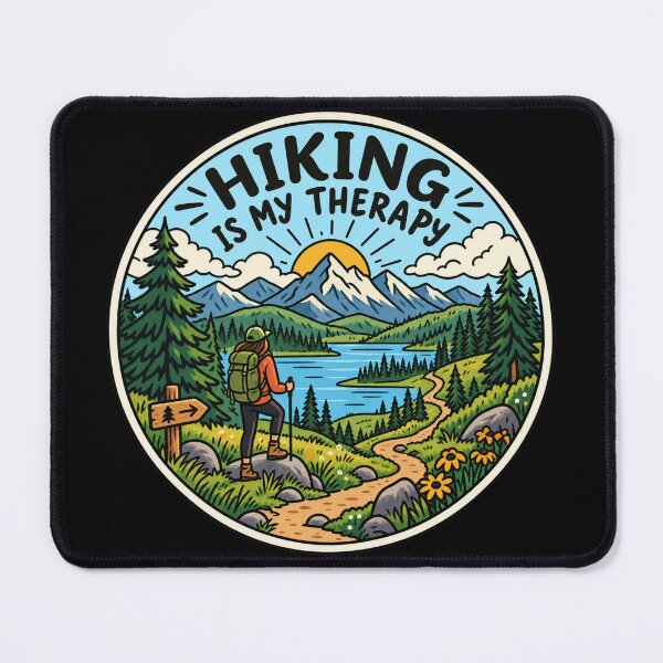 Item preview, Hiking Is My Therapy – Mountain Trail Outdoor Adventure designed and sold by creativebymateo.