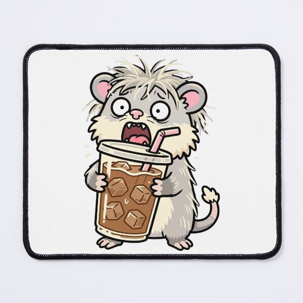 Item preview, ADHD Hours| Screaming Opossum Holding Giant Iced Coffee| Funny Panicked Meme designed and sold by Ala'Salem| Cute Characters, Real Moods.