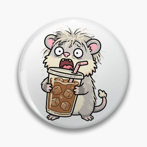 Item preview, ADHD Hours| Screaming Opossum Holding Giant Iced Coffee| Funny Panicked Meme designed and sold by Ala'Salem| Cute Characters, Real Moods.