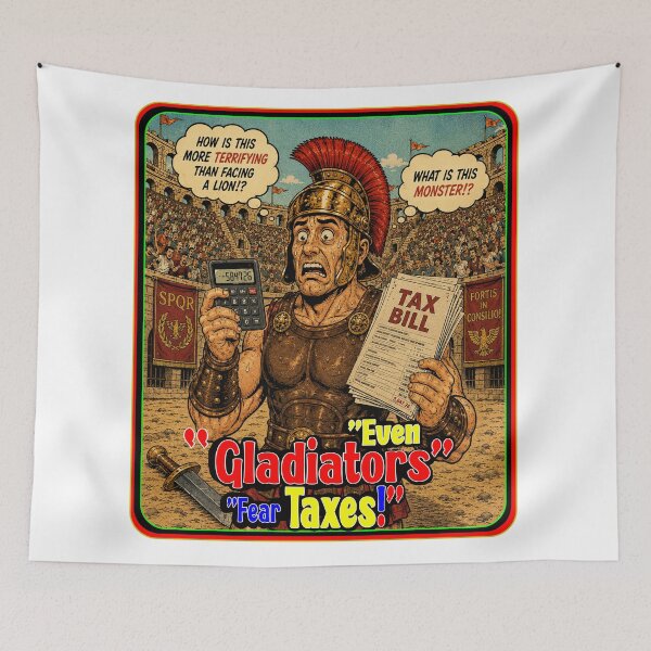 Item preview, Even Gladiators Fear Taxes Funny Roman Soldier Graphic Art designed and sold by frestshop.