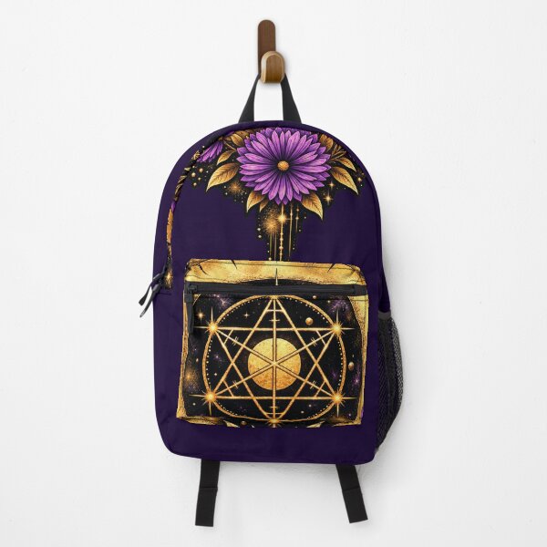 Item preview, Golden Celestial Geometry with Purple Flowers designed and sold by Kaurisdigital.