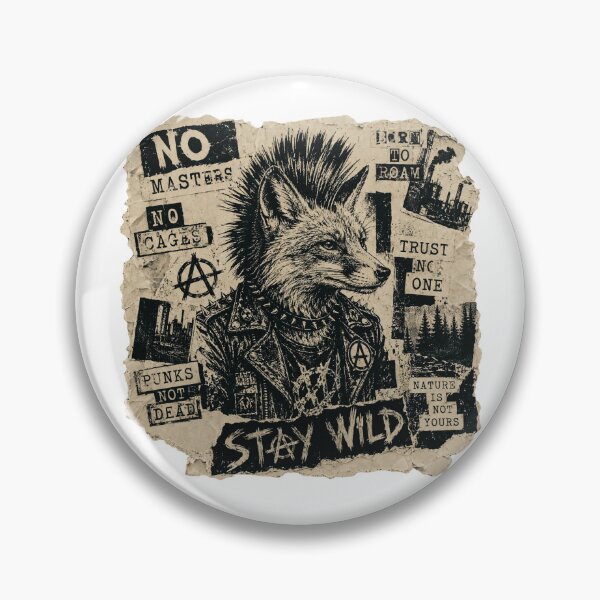 Item preview, STAY WILD - Anarcho Punk Fox | No Masters No Cages designed and sold by Neurospicy Trolls.