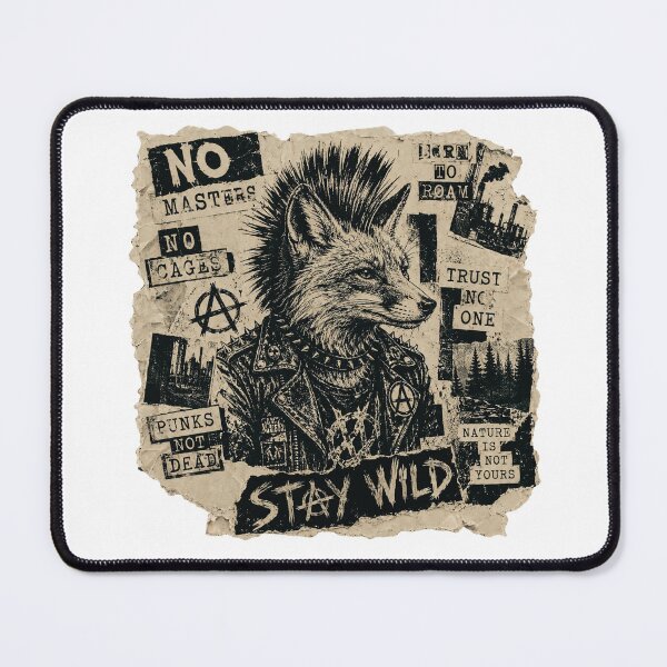 Item preview, STAY WILD - Anarcho Punk Fox | No Masters No Cages designed and sold by Neurospicy Trolls.