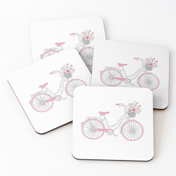 Item preview, Pink Floral Basket Bicycle Vintage Cycling Design designed and sold by CG Studio.