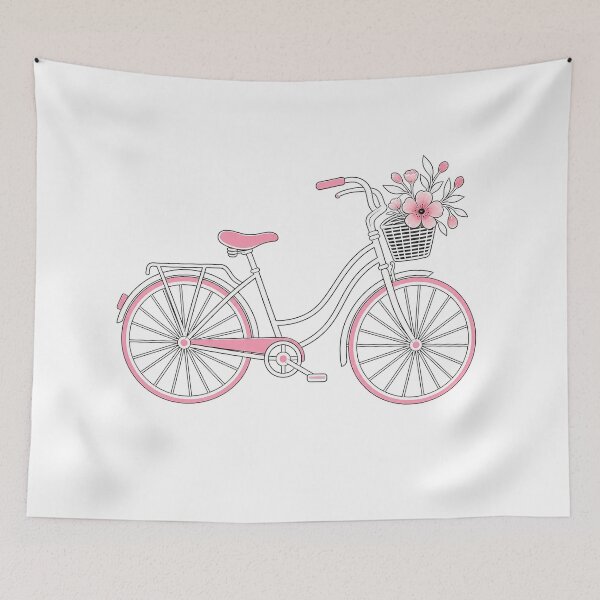 Item preview, Pink Floral Basket Bicycle Vintage Cycling Design designed and sold by CG Studio.